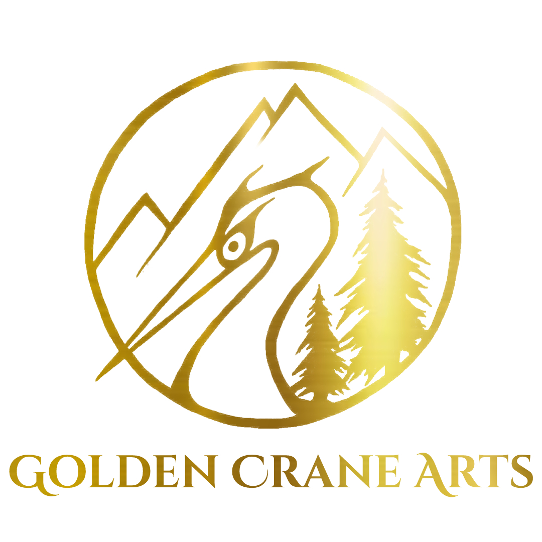 Golden Crane Arts Logo with Name Gold Stamp JPG